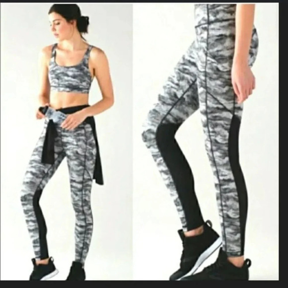 Lululemon Speed Tight V Power Luxtreme Hazy Days Black White / Black Sized 4​ - Picture 1 of 6
